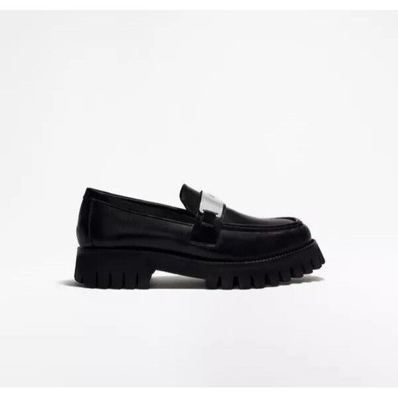 Maje Leather Platform Loafers In Black Size 39 US 9 EUC